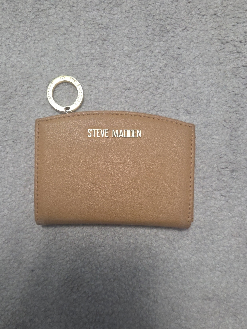 Steve Madden Camel/Tan Leather Card Holder with Keyring